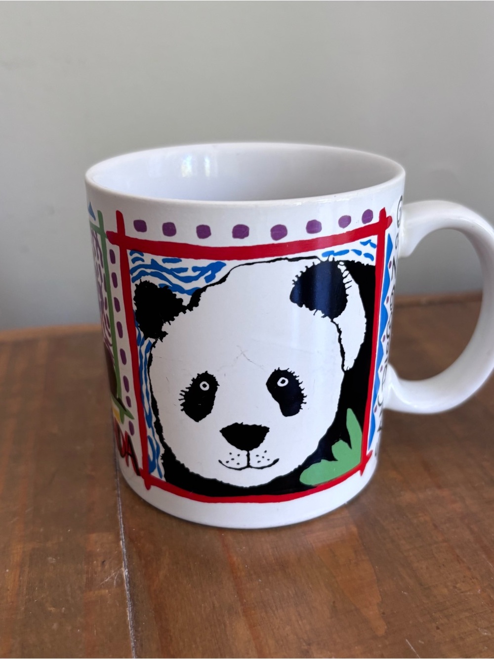 VTG 80s 90s San Diego Zoo Giant Panda Colorful Graphic Coffee Mug Ceramic Cup